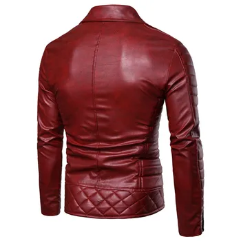 2020 skórzana kurtka dla mężczyzn Jesień Zima moda na zamek z długim rękawem czarny PU pu skóra motocykl, biker kurtka mężczyźni plus size