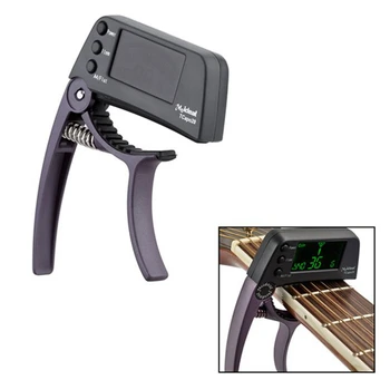 Meideal TCapo20 Acoustic Guitar Capo Quick Change Key Guitar Capo Tuner for Electric Guitar Parts Bass, nabywając urządzenie chromatic Alloy-brązowy