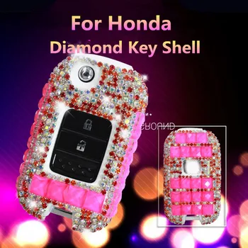 Luksusowy Diamond bling car key case cover/ key shell akcesoria do Honda Accord/Civic/CRV/Spirior składany kluczyk