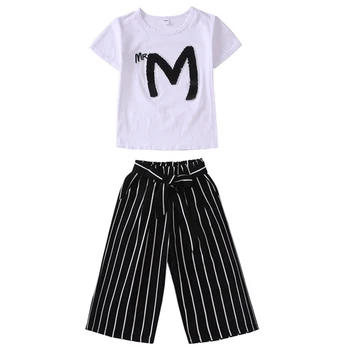 HH Fashion Girls summer clothes Short Tops+ Pants boutique kids clothing wear Children outfits little girl clothes 4 8 14Years