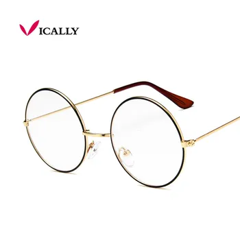 Vintage, okrągły, metalowy stelaż osobowość college styl przezroczyste soczewki oczu okulary ramki niebieskie światło ochrona oczu telefon gra