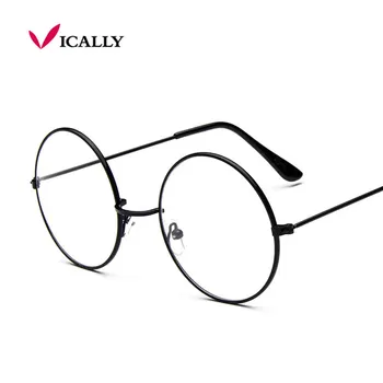 Vintage, okrągły, metalowy stelaż osobowość college styl przezroczyste soczewki oczu okulary ramki niebieskie światło ochrona oczu telefon gra