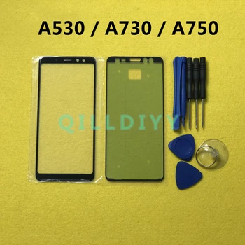 Wymiana Panelu Dotykowego Ekranu Dla Samsung Galaxy A7 A8 Plus A750 A730 A530 2018 Szklana Zewnętrzna Soczewka + Naklejka + Narzędzia