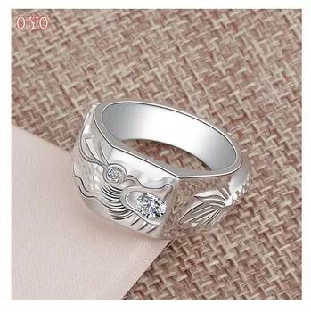925 srebro smok pierścień męski apodyktyczny pokryte platyną pierścionek z brylantem światło luksusowy нишевый projekt modny mężczyzna