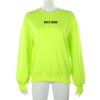 Nowy Neon Zielony Przewymiarowane Bluza Damska Casual Luźna Bluza Harajuku Jesień Sweter Z Długim Rękawem Damska Odzież Uliczna 2020