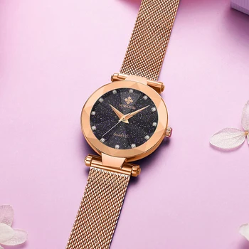 2020 WWOOR nowa moda gwiaździste niebo damskie zegarek luksusowej marki zegarków Diament, kwarc różowy, złoty zegarek kobiet dorywczo zegarki damskie zegarki