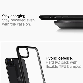 Spigen Ultra Hybrid Hard Clear Back Panel Soft Bumper Hybrid MIL-STD Drop Resistance Case for iPhone 12 11 Pro Max / 12 Pro / 11