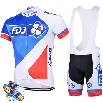 2021 nowa ekipa FDJ lato jazda na Rowerze Jersey zestaw oddychająca wyścigowy rower sportowy Jersey męska jazda na Rowerze odzież krótki rower Jersey