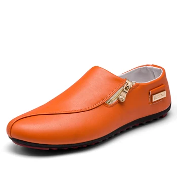 ZYYZYM męska Casual buty skóra wiosna jesień Zip styl Casual buty mokasyny męskie moda tendencja sztuczna skóra Falts buty mężczyźni