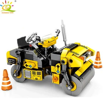 HUIQIBAO 288 szt. miejski Inżynierii walec drogowy samochód zabawki budowlane-bloki techniczne budowa ciężarówka figurki cegły dzieci