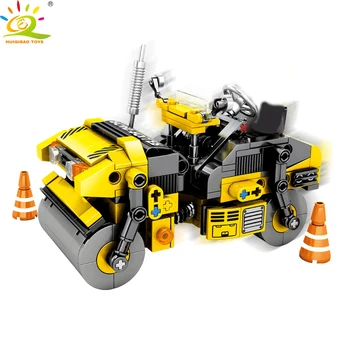 HUIQIBAO 288 szt. miejski Inżynierii walec drogowy samochód zabawki budowlane-bloki techniczne budowa ciężarówka figurki cegły dzieci