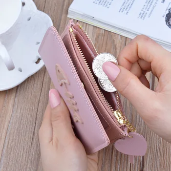 Nowy portfel damski studentka krótki zamek błyskawiczny torebki Carteira moda arkusz frędzlami portfel mały portfel kobieta Portefeuille Femme