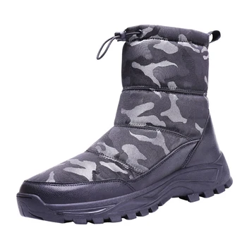 Męskie buty zimowe 2020 kamuflażu wysokie męskie rakiety śnieżne gęstnieją futro ciepłe wodoodporne antypoślizgowe zimowe buty dla mężczyzn rozmiar 38-46