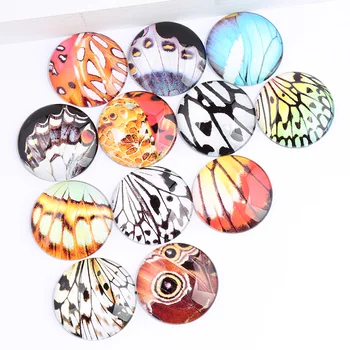 Reidgaller 50szt mix butterfly winge photo okrągły szklany kaboszon 12mm 16mm diy flatback handmade jewelry wnioski do kolczyków