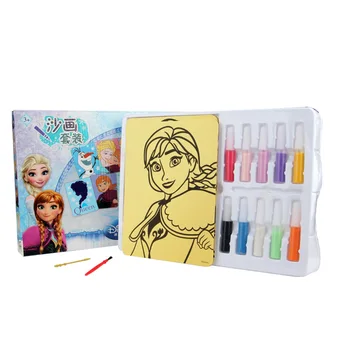 Oryginalny Disney mrożone kolorowy piasek malarstwo zestaw dziewczyn ręcznie Kolor dzieci kolorowy piasek