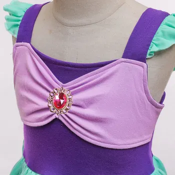 VOGUEON dziewczyny mała Syrenka Księżniczka stroje bez rękawów Fioletowy Zielony urodziny sukienka odzież dla Dzieci Halloween