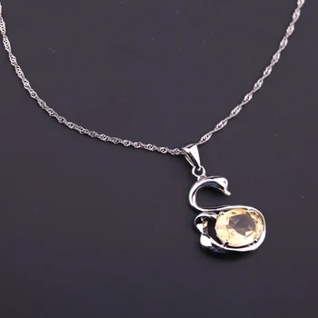 DOUBLE-R Goose Animal zawieszenia kobiety naturalny cytryn srebro próby 925 naszyjnik z łańcuchem klasyczny prezent na Walentynki wykwintne biżuteria