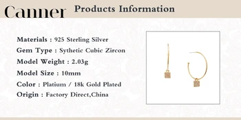 Canner 925 srebro próby Hoop kolczyki dla kobiet kreatywnych cienki okrąg przez cały AAAAA CZ kolczyki wykwintne biżuteria pendientes Mujer W4