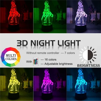 3d Night Light Attack on Titan Mikasa Ackerman Figure Girl Nightlight for Dorm Room Decor Light Led Usb Battery Lamp Event Prize