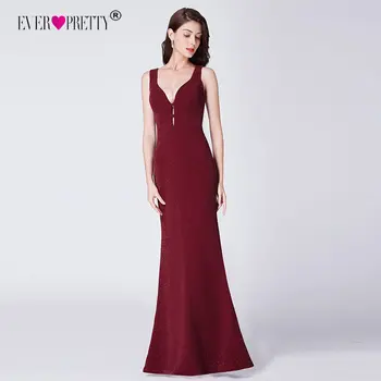 Kiedykolwiek dość długa krew czerwone sukienka z cekinami elegancka Kolumna V-neck bez oparcia suknie wieczorowe Robe De Soiree EP07417BD