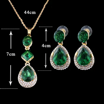 Afrykańskie Ślubne Zestawy Biżuterii Rocznika Tanie Zielona Mody Rhinestone Złoto Kolor Etniczne Biżuteria Kolczyki Naszyjnik Zestaw Hurtowych
