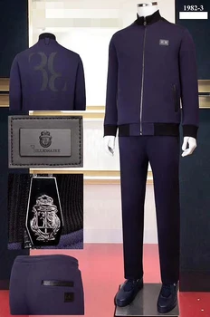 Miliarder odzież sportowa gruby zestaw mężczyźni 2020 nowa zimowa moda haft bawełna zamek błyskawiczny Anglia wysokiej jakości rozmiar europejski