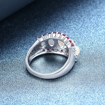HUTANG Opal Ring 925 srebrne pierścionki z kamieniem, kamień szlachetny opal родолит granat wykwintne biżuteria dla kobiet, prezent na boże Narodzenie