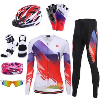 Pro Team Road Bike Clothing Women Bicycle Jersey Set Jazda Konna Mtb Odzież Sportowa Z Długim Rękawem Odkryty Żel Łagodny Panie Jazda Na Rowerze Sukienka
