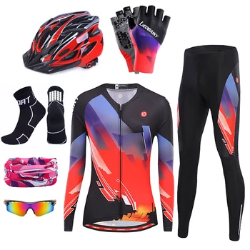 Pro Team Road Bike Clothing Women Bicycle Jersey Set Jazda Konna Mtb Odzież Sportowa Z Długim Rękawem Odkryty Żel Łagodny Panie Jazda Na Rowerze Sukienka