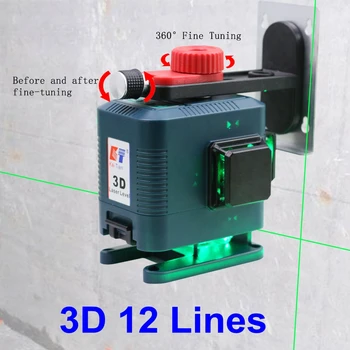 KaiTian 3D laser poziom statyw odbiornik samopoziomujące pilot zdalnego sterowania Magnes uchwyt poziomy i pionowy zielony 3D poziom linia Laserowa