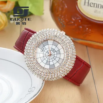 GUOTE luksusowej marki damskie skórzane zegarek analogowy kwarcowy zegarek damski modne dorywczo zegarki sportowe, zegarki Montre Femme Reloj Mujer