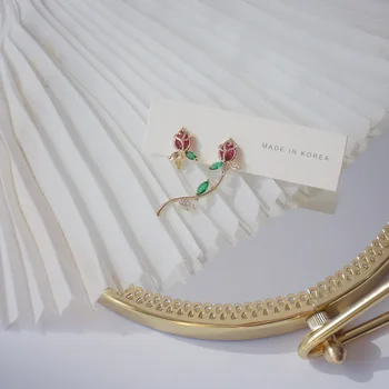 Nowa marka odzieżowa delikatne biżuteria 14, prawdziwe złoto nieregularne kolczyki pręta dla kobiet AAA Cyrkon CZ róża kwiat kolczyki