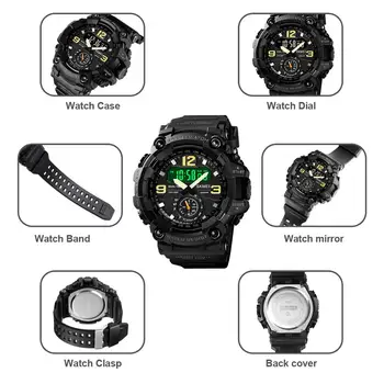 SKMEI 1637 Fashion Men Military Digital Watch 3 Time Casual Sport Style Wodoodporny LED Light Chrono Male Students Alarm Clock