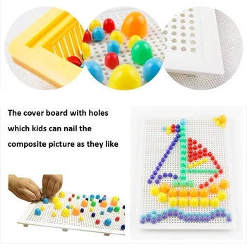 296 Grzyb paznokci puzzle edukacyjne, dydaktyczne gry logiczne DIY plastikowe Flashboard dla dzieci zabawki edukacyjne losowy kolor