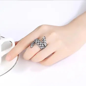 LUOTEEMI nowy Vintage regulowany palec pierścienie dla kobiet moda biżuteria Wieczorny koktajl Anel Leaf Open Bague Bijoux prezent na boże Narodzenie
