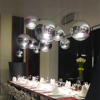 Nordic LED Glass Ball lampa wisząca złoto srebro loft Hanglamp restauracja oświetlenie wewnętrzne dekoracje wiszące lampy kuchenne, lampy