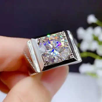 5-karatowe mężczyzna pierścionek z муассанита, srebro próby 925, piękny ognisty kolor, zamiennik diamentu