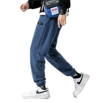 2020 Nowe Wiosenne Bawełniane Biegacze Męskie Wysokiej Jakości Sportowe Spodnie Dresowe Mężczyźni Bieganie Dres Męskie Sportowe Spodnie Meble Ubrania Męskie Niebieskie Spodnie