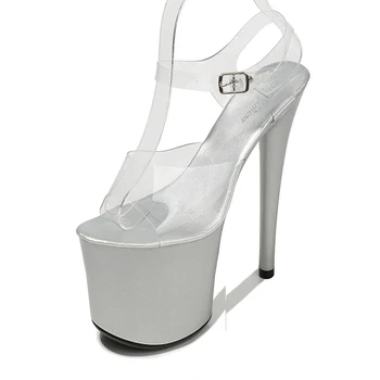Letnie sprzedaż Kryształ subtelne sandały duży rozmiar gruba platforma 8 cali sexy fetysz trend farba 20 cm striptizerka buty na wysokim obcasie