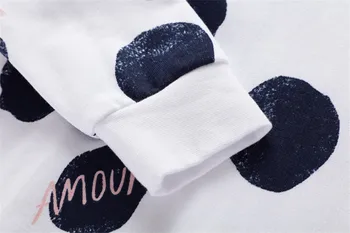 Little Maven New Autumn Spring Children White Dots Letters Printed Cotton Terry Full - sleeved O-neck Girls Hoodies