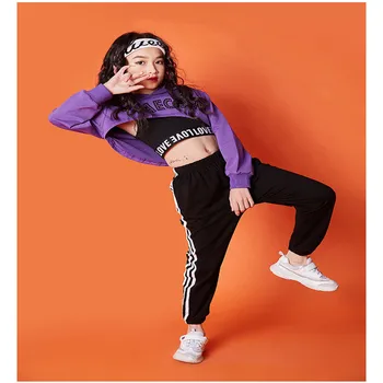 Dziewczyny odzież 10 12 lat z długim rękawem jazz stroje taneczne dla dzieci, hip-hop bluza top strój dziewczyny dzieci