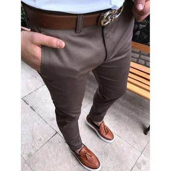Męskie cienkie biznesowych formalne spodnie Slim Fits casual spodnie spodnie sportowe spodnie dres sportowy biuro wąskie bezpośrednie stałe spodnie