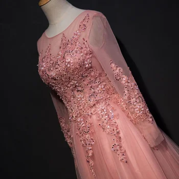 Robe De Soiree suknie wieczorowe długie koronki i koronki dekolt długie rękawy sukienka koronkowa Abiye Abendkleider 2020