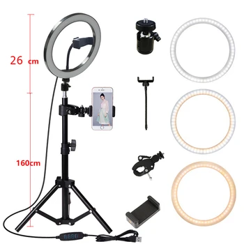 160 cm statyw zdjęcie oświetlenie kamera studio fotograficzne koło Led Selfie 26 cm pierścień światła telefon lampa wideo wypełnić Youtube
