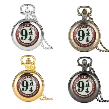 Harry Accessory 9 i 3/4 Wzór kwarcowy zegarek dla mężczyzn delikatny wisiorek kobiety cienki łańcuch naszyjnik zegarek kieszonkowy