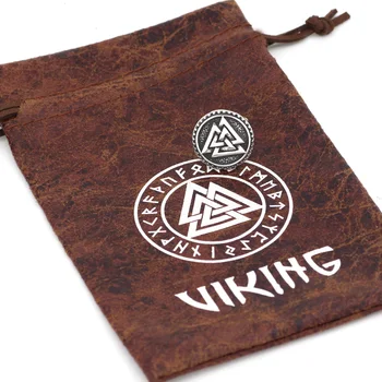 SNordic Viking Valknut Amulet spinki do mankietów ze stali nierdzewnej dla mężczyzn i kobiet-z workiem prezentów Valknut Rune