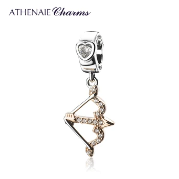 ATHENAIE 925 srebro próby Clear CZ różowe złoto strzałka Amora kolczyki wisiorki dla kobiet bransoletka i bransoletka Walentynki biżuteria