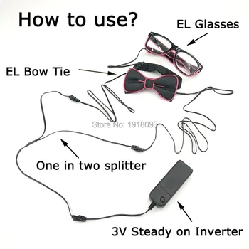 Sprzedaż EL Product EL Wire Glasses + EL Bow Tie Glow Party Supplies LED Light up Decoration DJ Night Club Costume Decorations
