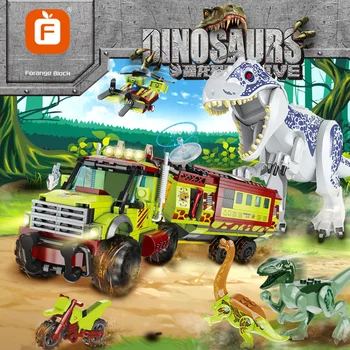 LegoINGlys dinozaury zabawki dla dzieci klocki zestaw mini figurki cegły chłopiec welociraptor Tyranozaur Jurajski świat dinozaurów