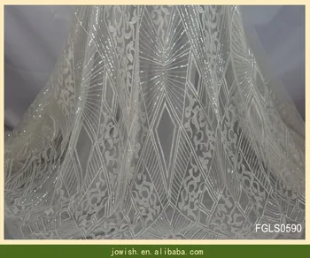 W przypadku geometryczna błyszczące tkaniny haftowane tiule 3 metry od białej koronki tkaniny do sukni ślubnej rzemiosło szycie tkaniny koronki